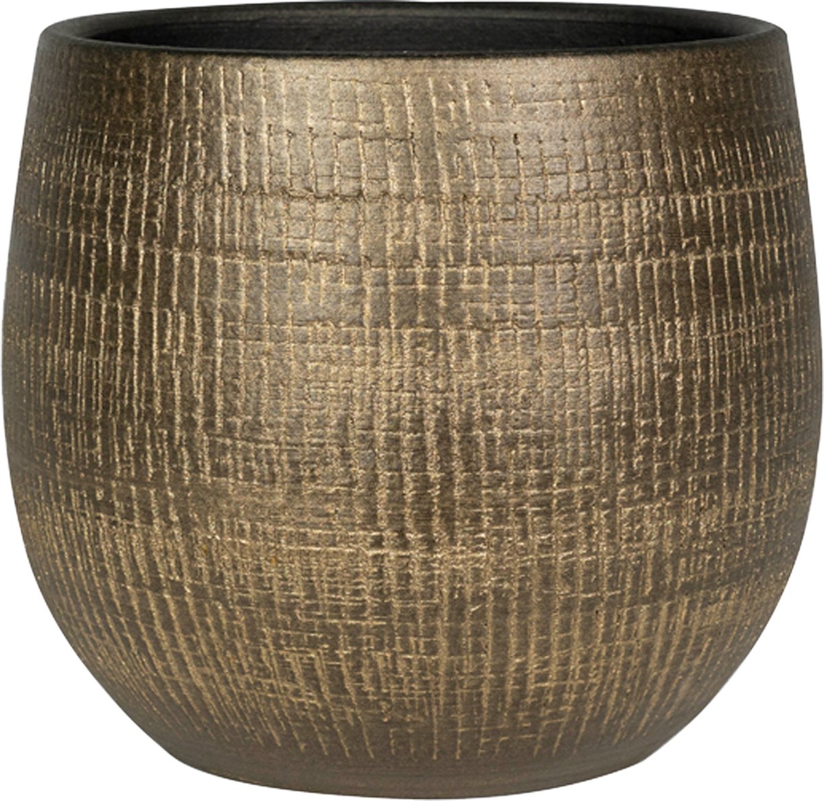  Plantenpot/bloempot In Een Strakke Modern Design Look Metal Goud Dia 22 Cm En Hoogte 20 Cm