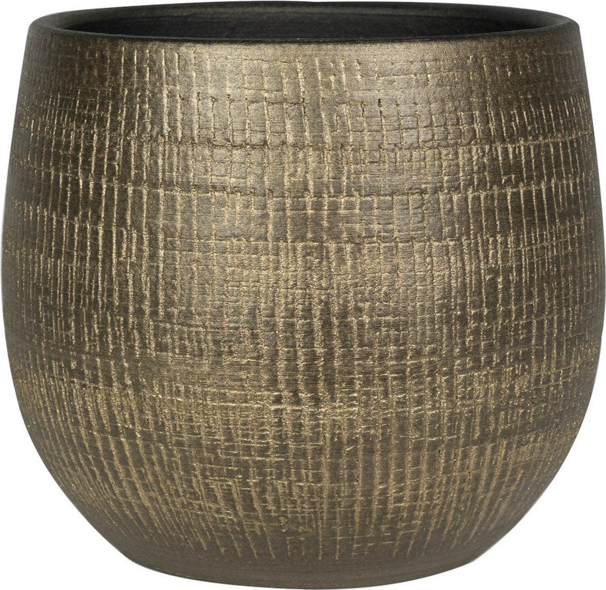  Set Van 2x Stuks Plantenpotten/bloempotten In Een Strakke Modern Design Look Metal Goud Dia 22 Cm En Hoogte 20 Cm
