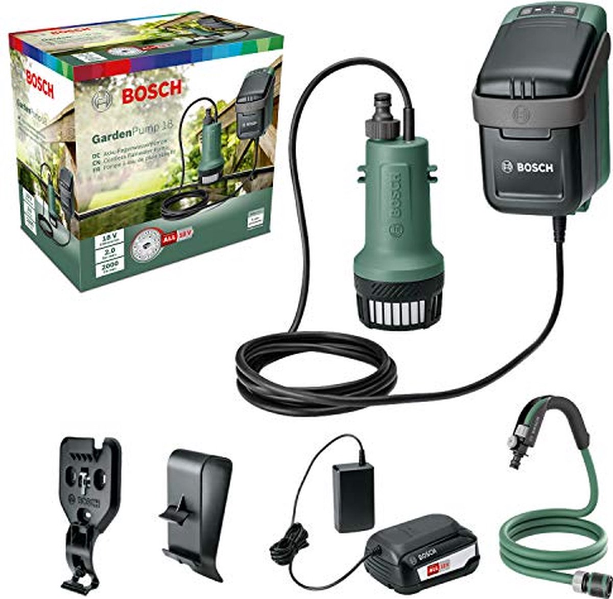 Bosch GardenPump 18 Accu Regentonpomp - Met 1 X 18 V Accu En Lader
