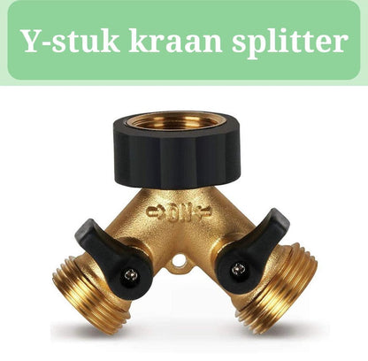  Y Stuk Kraan - Kraan Splitter - Waterverdeler - Buitenkraan - Waterverdeler 2 Weg – Messing - Afzonderlijk Af Te Sluiten