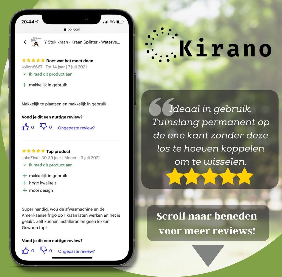  Y Stuk Kraan - Kraan Splitter - Waterverdeler - Buitenkraan - Waterverdeler 2 Weg – Messing - Afzonderlijk Af Te Sluiten
