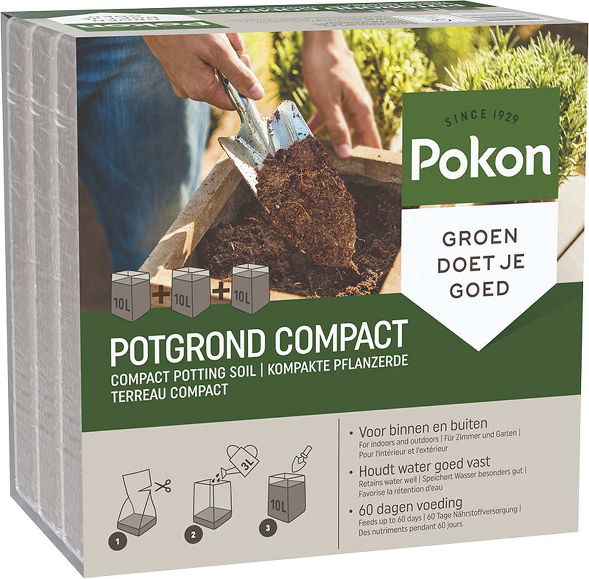  Pokon Kokos Potgrond Compact - 30l - Potgrond (universeel) - 60 Dagen Voeding - Alleen Water Toevoegen