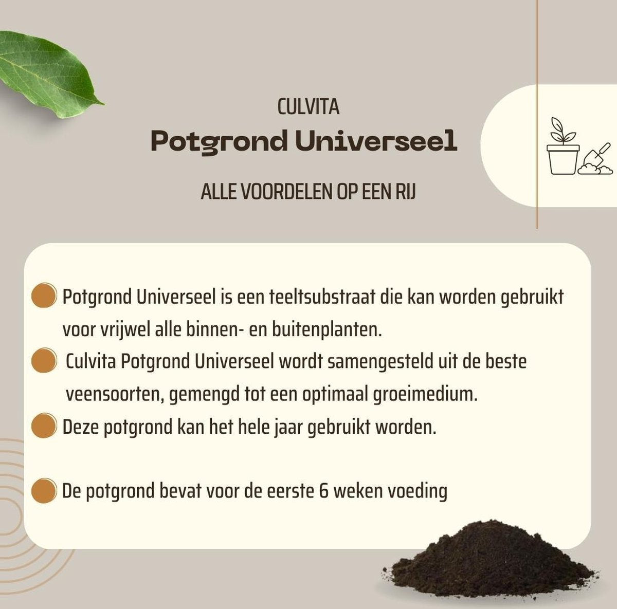  Culvita Universele Potgrond 40 L Inclusief 2 Maanden Plantenvoeding - Universele Potgrond Voor Kamerplanten En Buitenplanten - Potgrond Universeel 40 Liter
