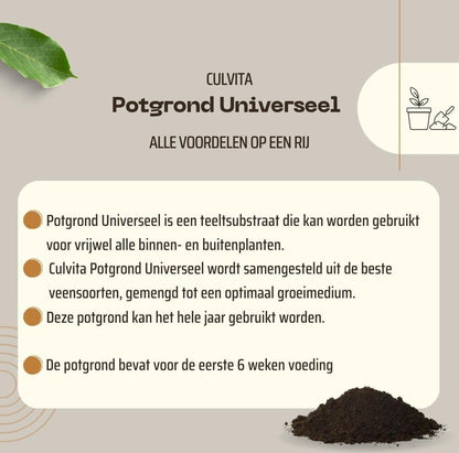  Culvita Universele Potgrond 40 L Inclusief 2 Maanden Plantenvoeding - Universele Potgrond Voor Kamerplanten En Buitenplanten - Potgrond Universeel 40 Liter