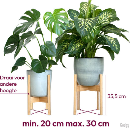  Gadgy Bamboe Plantenstandaard 2 St - Plantentafel - Plantentafeltje Voor Binnen - Plantenrek - Uitschuifbaar - Hout - Ø 20 Tot 30 Cm