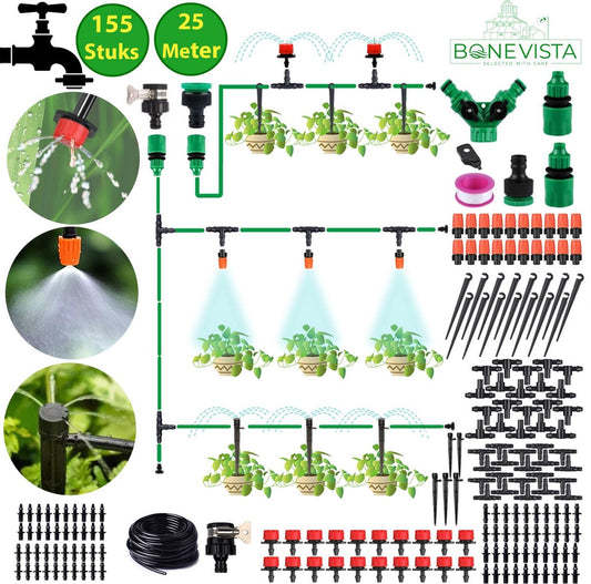  Bone Vista® 155 Stuks Water Druppelslang Irrigatiesysteem Tuin – Bewateringssysteem &amp; Druppelsysteem