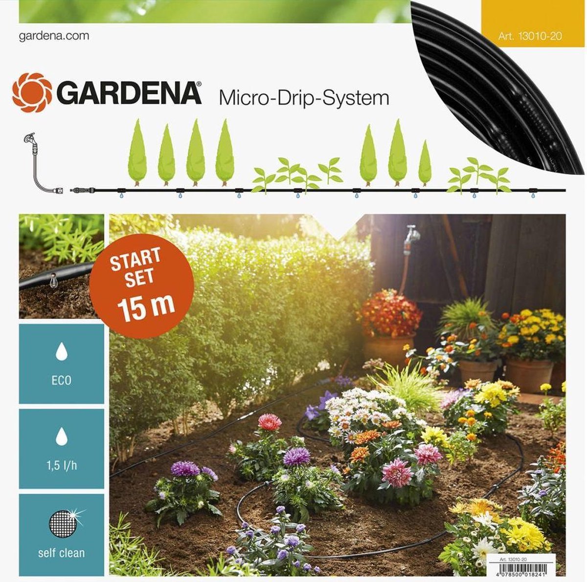  GARDENA Micro Drip System Startset S - Voor Rijplanten Druppelsysteem- 15 Meter