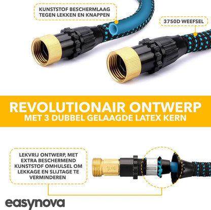  Complete Set Tuinslang Van 30 Meter Met Flexibel Ontwerp – Sproeikop Met 9 Standen – Licht In Gewicht &amp; Makkelijk Opbergen – Uitrekbare Slang -