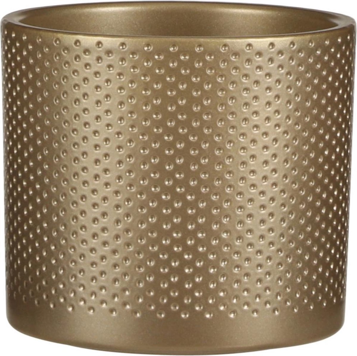  2x Stuks Bloempot In Kleur Relief Goud Keramiek Voor Kamerplant H12.5 X D13.5 Cm- Plantenpotten Binnen