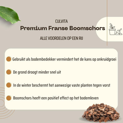  Culvita - Premium Franse Boomschors Bodembedekker 40 Liter - Sierschors 30-40 Mm - Schors Geschikt Voor Aanleg Van Wandelpaden