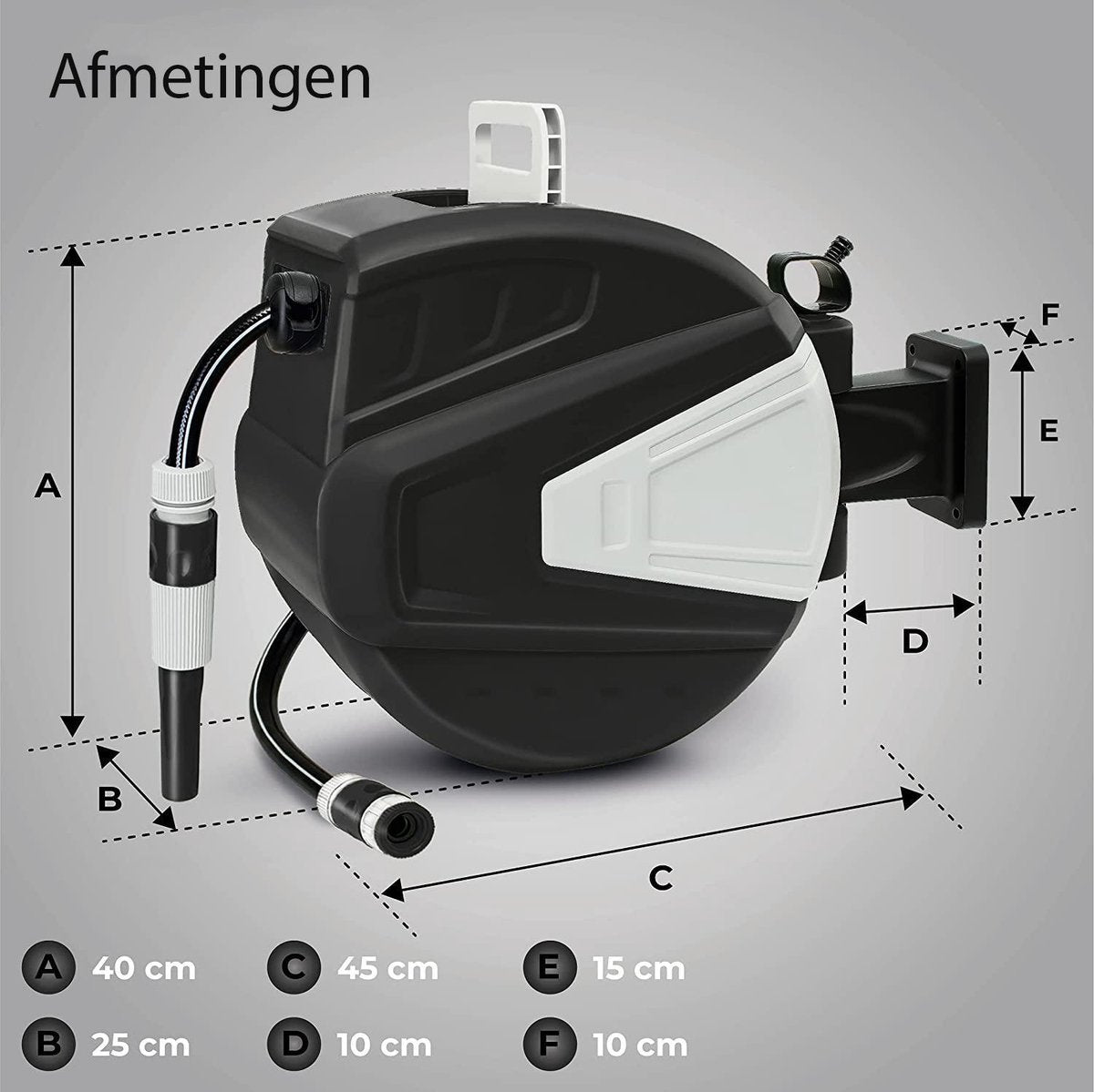  Sens Design Slanghaspel - Tuinslang Haspel - Automatisch - Zwart - 30m