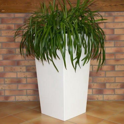 Prosperplast Kunststof Urbi Bloempot/plantenpot Met Binnenpot Wit 32 X 32 X 61 Cm - 21/49 Liter - Hoge Vierkante Bloempotten