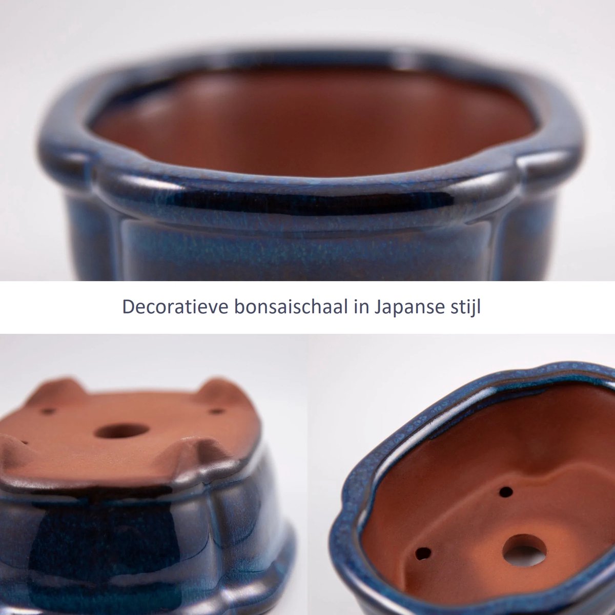  Happy Seed Keramieken Bonsai Pot (schaal) - Marine Blauw - Geglazuurd