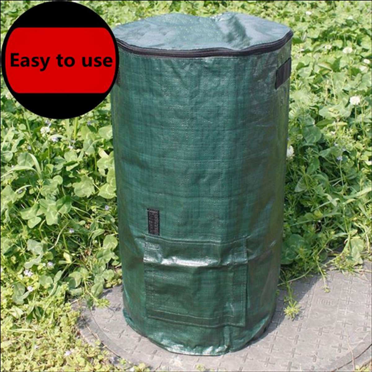 Merkloos TDR - Compostzak Met Grote Capaciteit Voor Tuin - 45 X 45 X 80 Cm - 162 Liter - Donkergroen