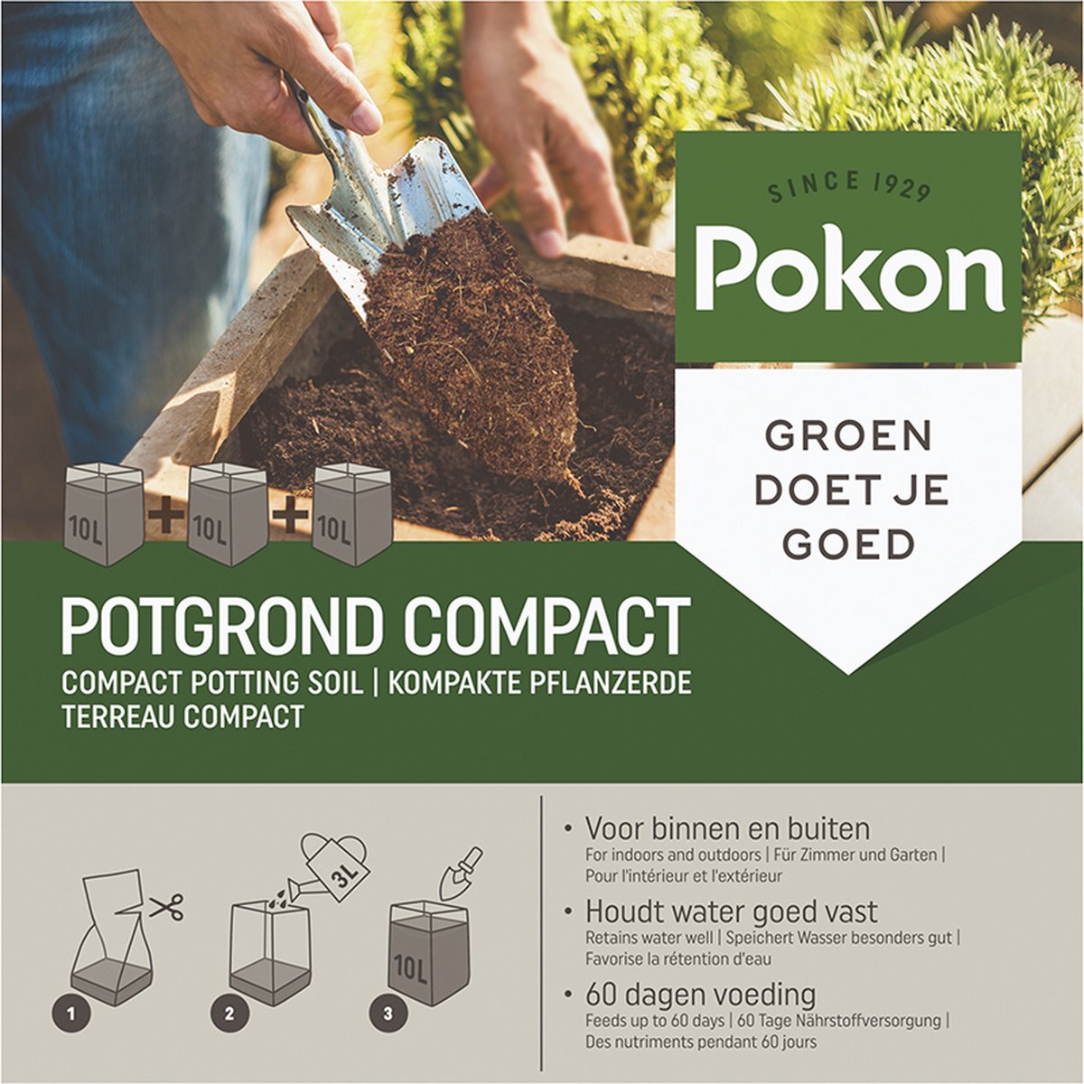  Pokon Kokos Potgrond Compact - 30l - Potgrond (universeel) - 60 Dagen Voeding - Alleen Water Toevoegen