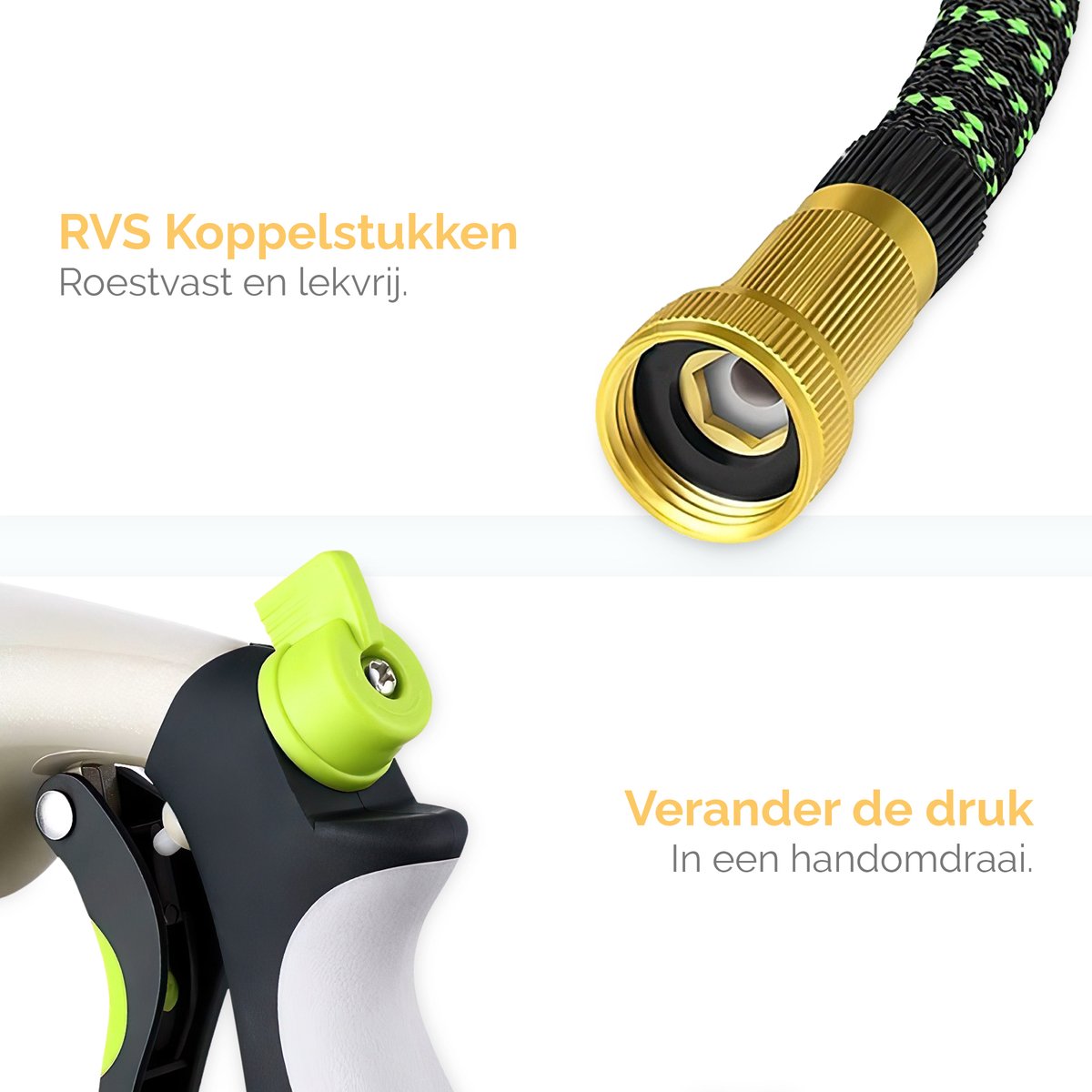  Goliving Tuinslang Flexibel - 30 Meter - Uitrekbare Tuinslang Sproeier - Tuinsproeier - Zwart - Acht Standen - Met Opbergtas