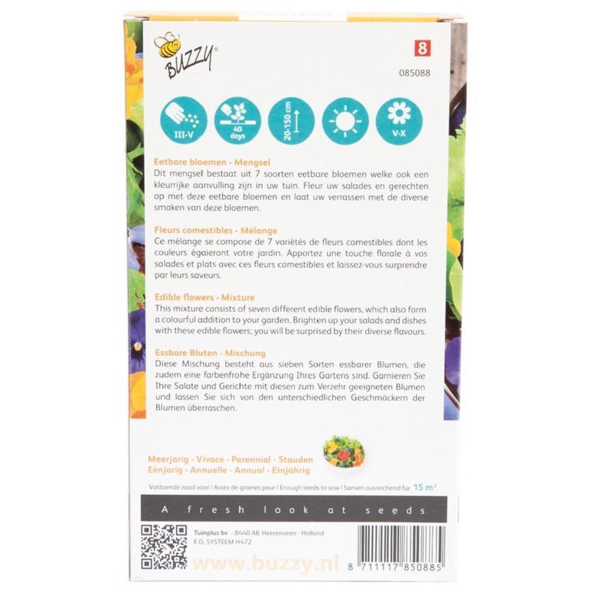  Buzzy® Friendly Flowers - Zadenmengsel - Eetbare Bloemen 15m²