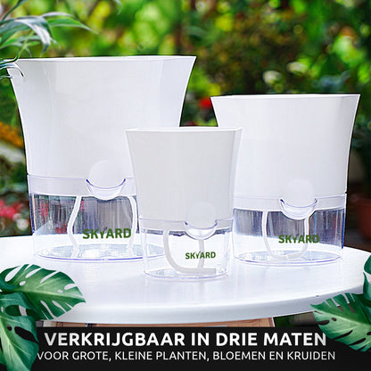  SKYARD® 3 Stuks Zelfwaterende Bloempot Maat M – Milieuvriendelijk Watergeefsysteem Kamerplanten – Zelfwatergevende Pot – Bloempot Met Waterreservoir – Selfwatering Pot – Wit