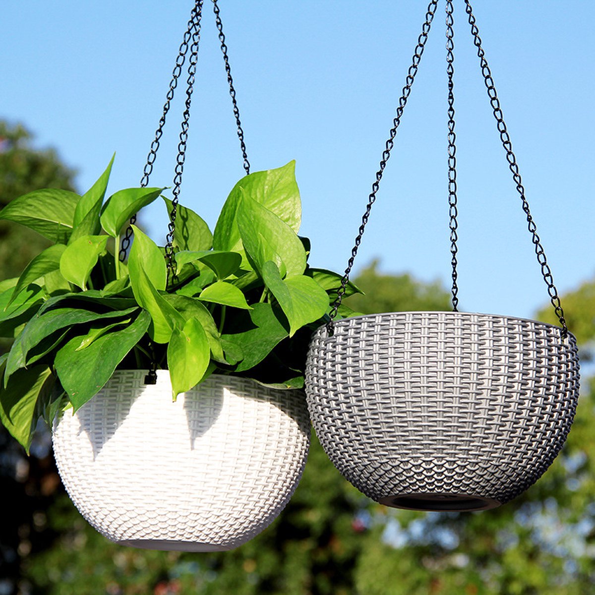  Hangpot Kunststof – Bloempot Hangend – Binnen &amp; Buiten- Plantenhanger –Incl. Afvoerstop – 26 Cm - Zwart