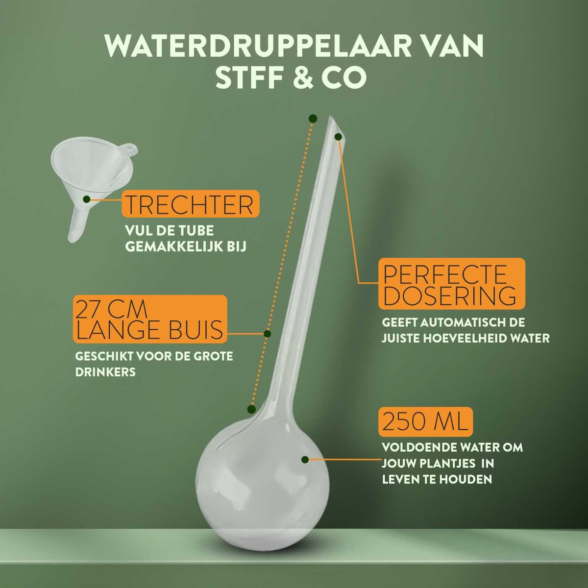  STFF &amp; Co® Waterdruppelaar Voor Planten – Irrigatiesysteem Automatisch Watergeefsysteem – Waterbollen Voor Planten – Bewateringssysteem – 8 Stuks - 8cm