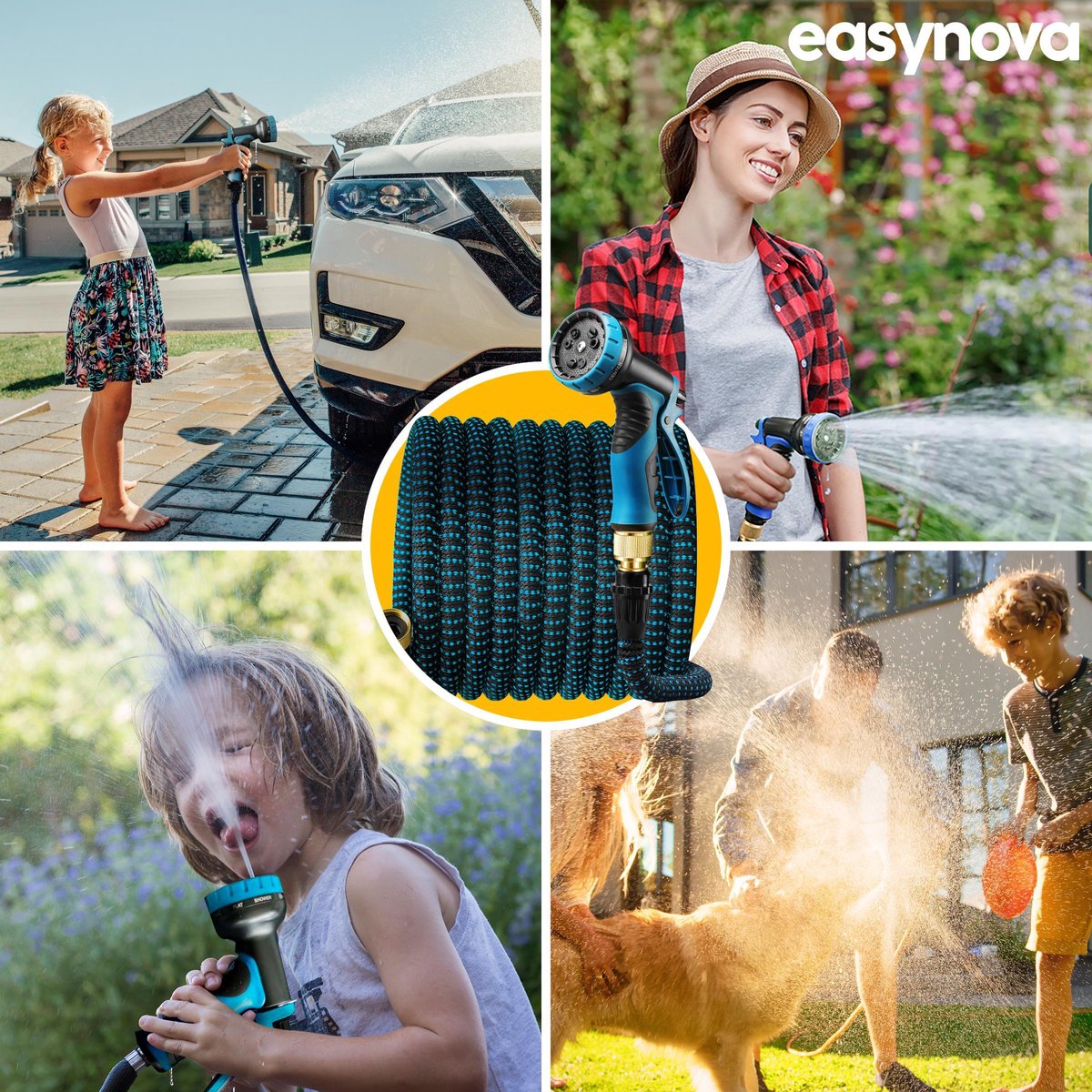 Complete Set Tuinslang Van 30 Meter Met Flexibel Ontwerp – Sproeikop Met 9 Standen – Licht In Gewicht &amp; Makkelijk Opbergen – Uitrekbare Slang -