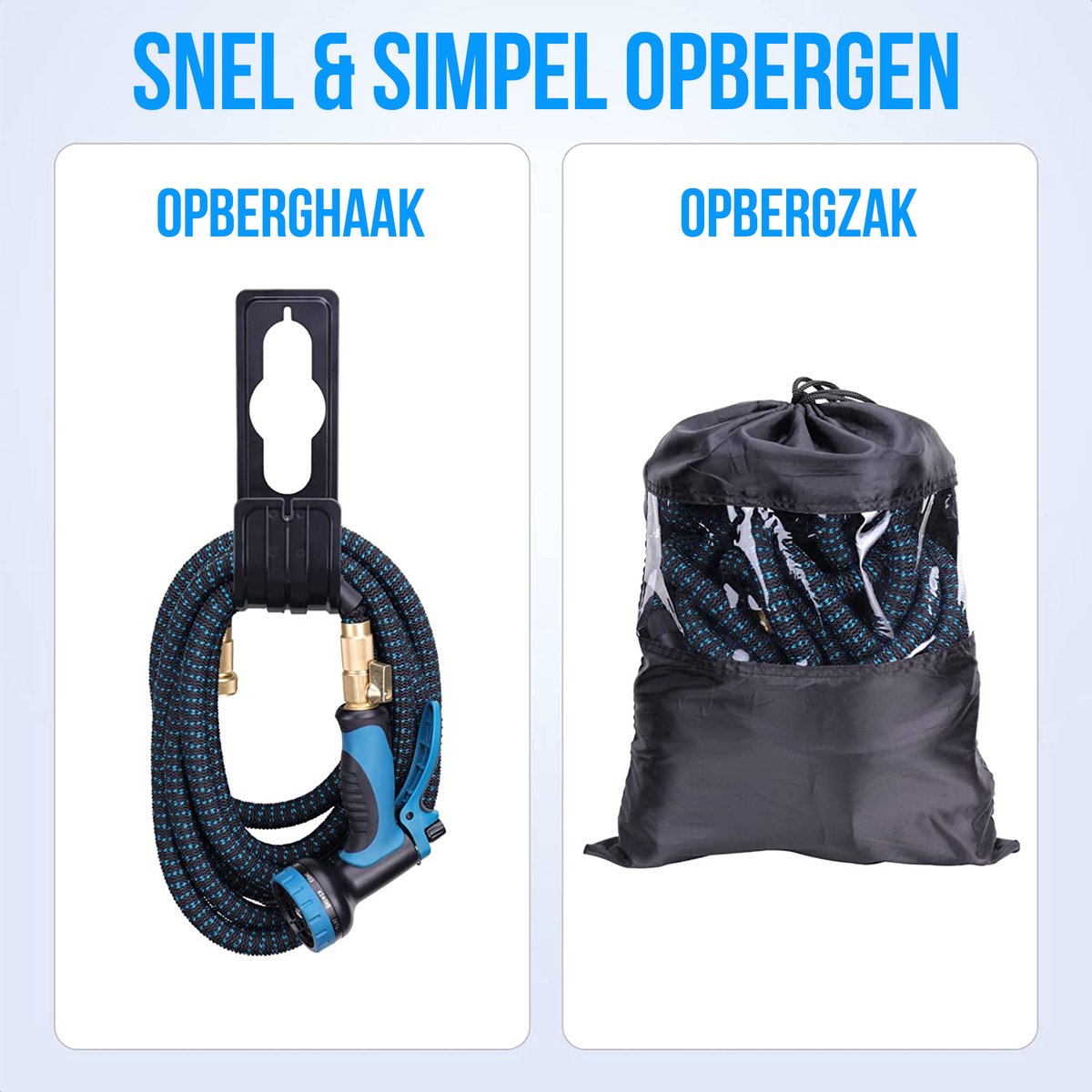  Strex Flexibele Tuinslang 15M Met Sproeikop - Uitrekbaar - Incl. Koppelingen, Ophanghaak &amp; Opbergzak