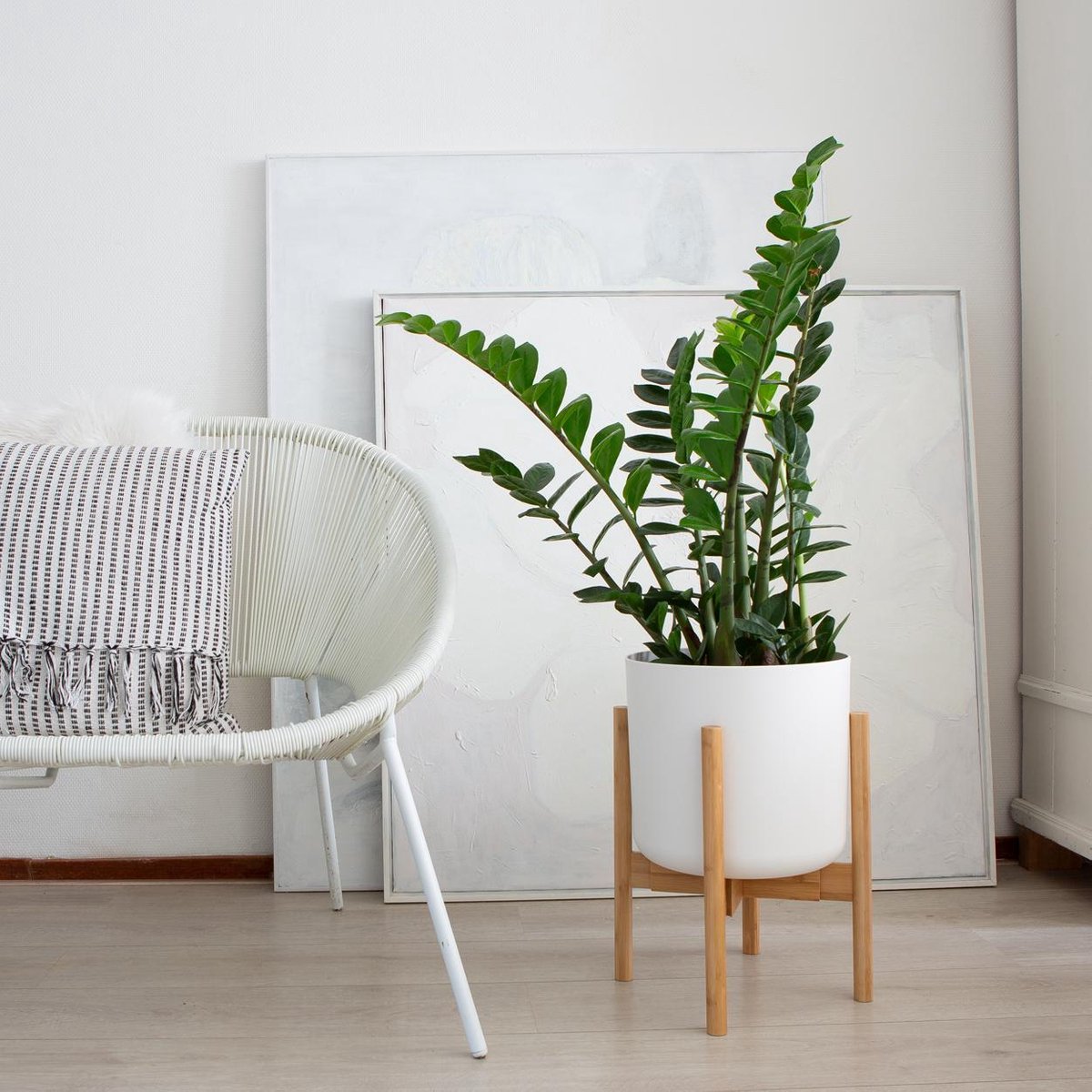  LifeGoods Planten Standaard - Uitschuifbare Bloempothouder - 20 Tot 30 Cm - Licht Bamboe