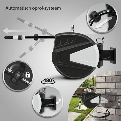  Sens Design Slanghaspel - Tuinslang Haspel - Automatisch - Zwart - 20m