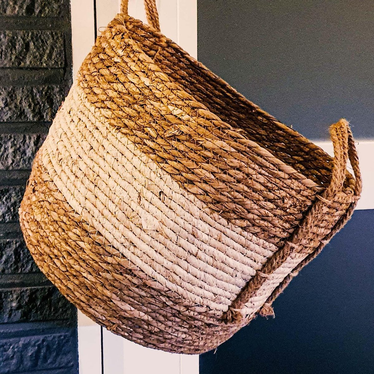 Merkloos Plantenmand 30x22cm Naturel Bruin – Multifunctionele Mand – Handgemaakt – Planten-houder – Planten Accessoires – Planten Mand