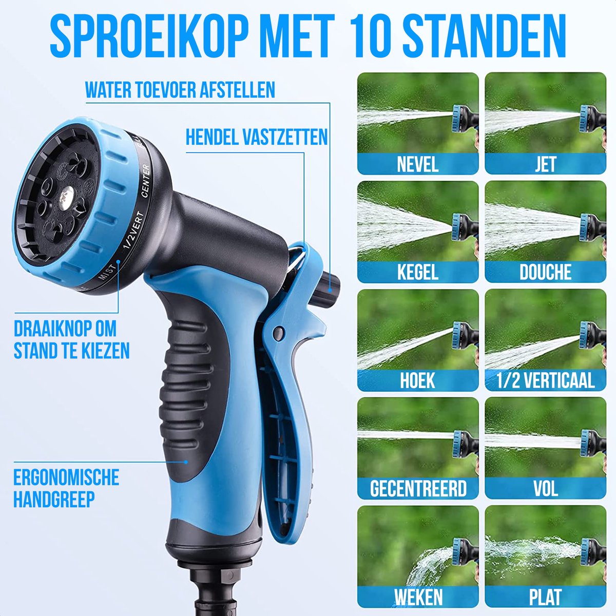  Strex Flexibele Tuinslang 15M Met Sproeikop - Uitrekbaar - Incl. Koppelingen, Ophanghaak &amp; Opbergzak