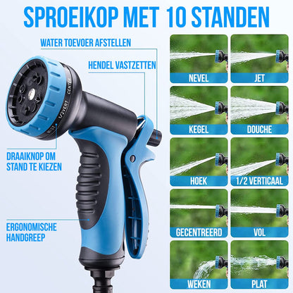  Strex Flexibele Tuinslang 15M Met Sproeikop - Uitrekbaar - Incl. Koppelingen, Ophanghaak &amp; Opbergzak
