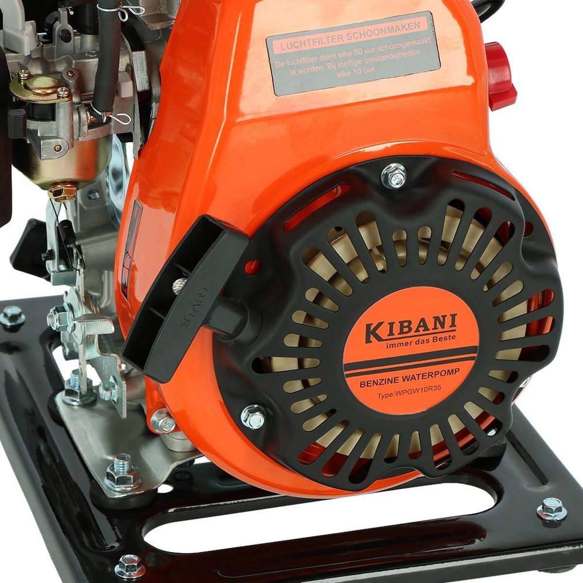  Kibani Waterpomp 8.000 Liter P/uur - 98 Cc / 1.5 PK 4-takt Benzine Motor - 4000 Toeren/Minuut - Doorstroming 8 M³ P/uur - Tuinpomp