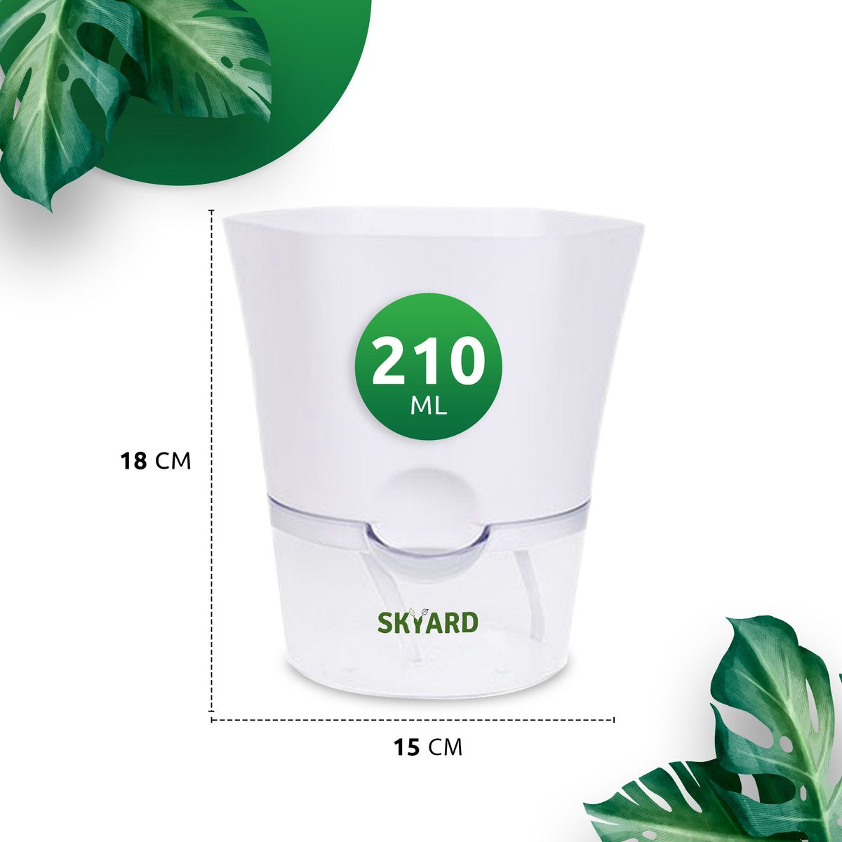  SKYARD® 3 Stuks Zelfwaterende Bloempot Maat M – Milieuvriendelijk Watergeefsysteem Kamerplanten – Zelfwatergevende Pot – Bloempot Met Waterreservoir – Selfwatering Pot – Wit