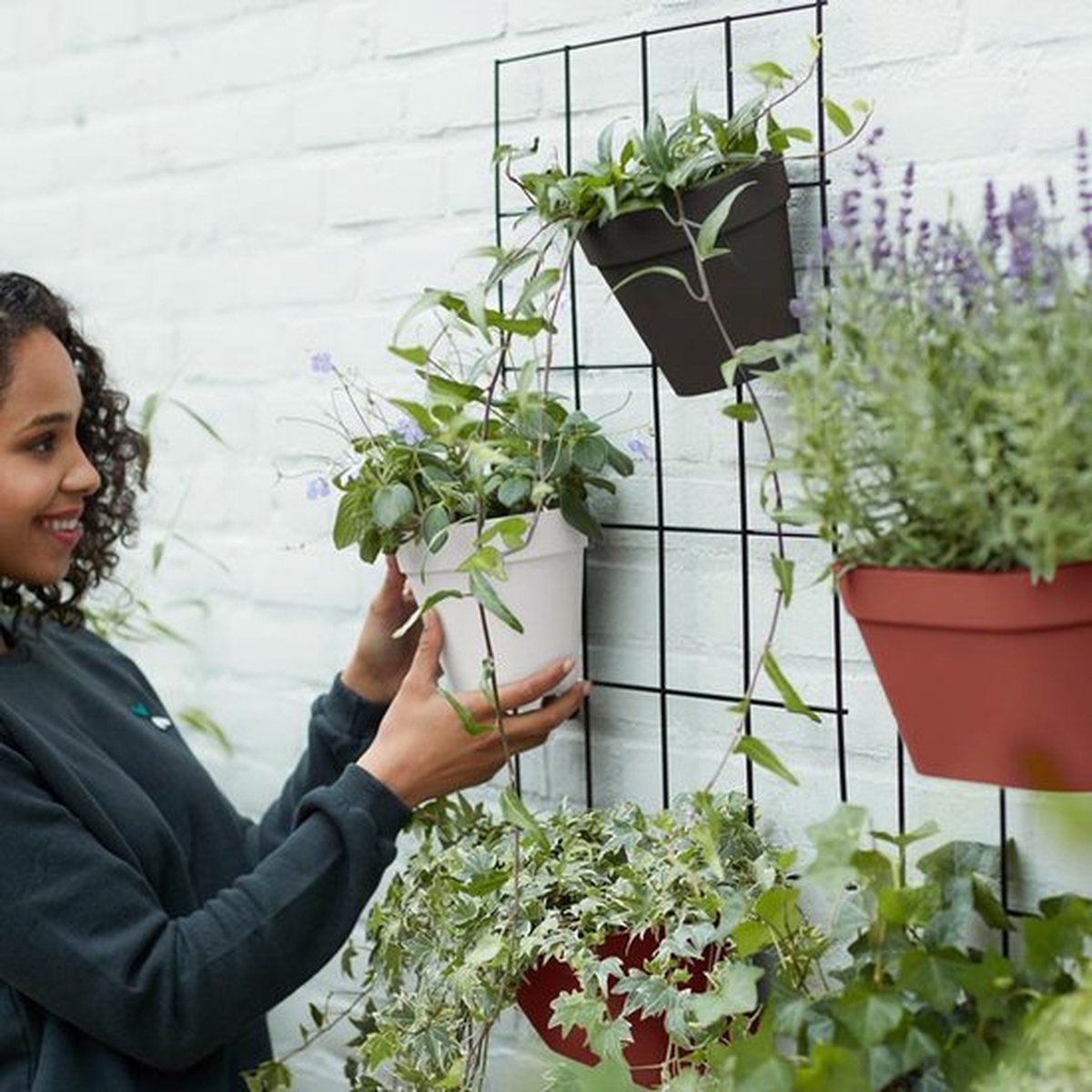  Elho Loft Urban Green Wall Rek 48 - Accessoires Voor Buiten - Ø 47.3 X H 59.0 Cm - Zwart/Living Black