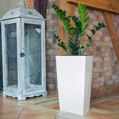 Prosperplast Kunststof Urbi Bloempot/plantenpot Met Binnenpot Wit 32 X 32 X 61 Cm - 21/49 Liter - Hoge Vierkante Bloempotten
