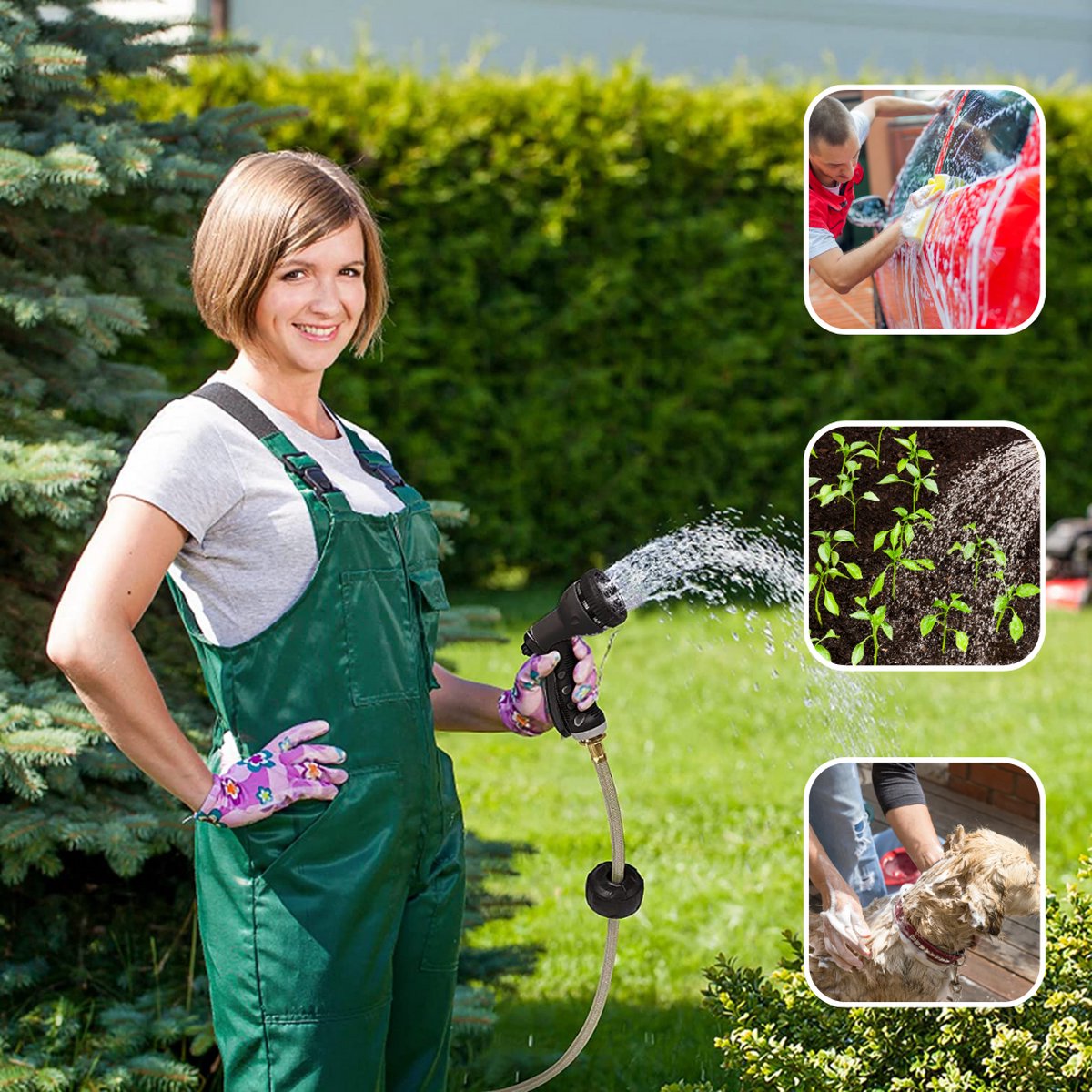  Buxibo - Wandslangenbox 20 Meter + 2 Meter - Tuinslang Met Haspel - 9 Sproei Standen - Slangenhouder 180° Draaibaar - Tuinslanghaspel Zwart+ Gratis Sproeier - Zwart