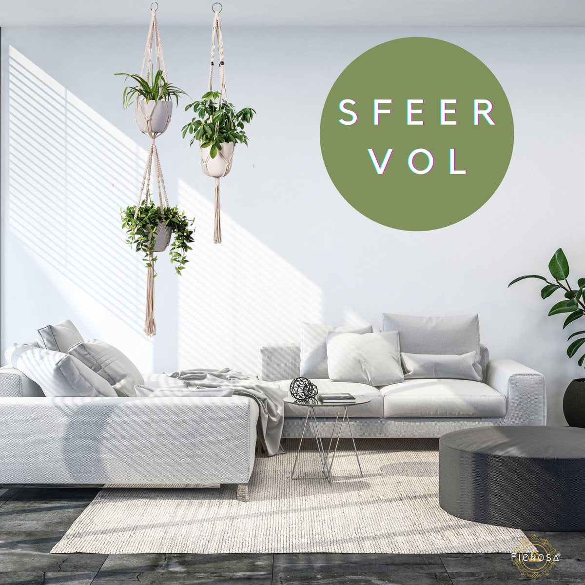  Plantenhanger Macrame Set Van 2 - Plantenhanger Met Ruimte Voor 3 Potten - Luxe Gevlochten Touw 100% Katoen - Duurzaam - Plantenbakken - Bloempotten - Macramé Stijl Hanger Voor Bloempotten - Hangpot - Fienosa
