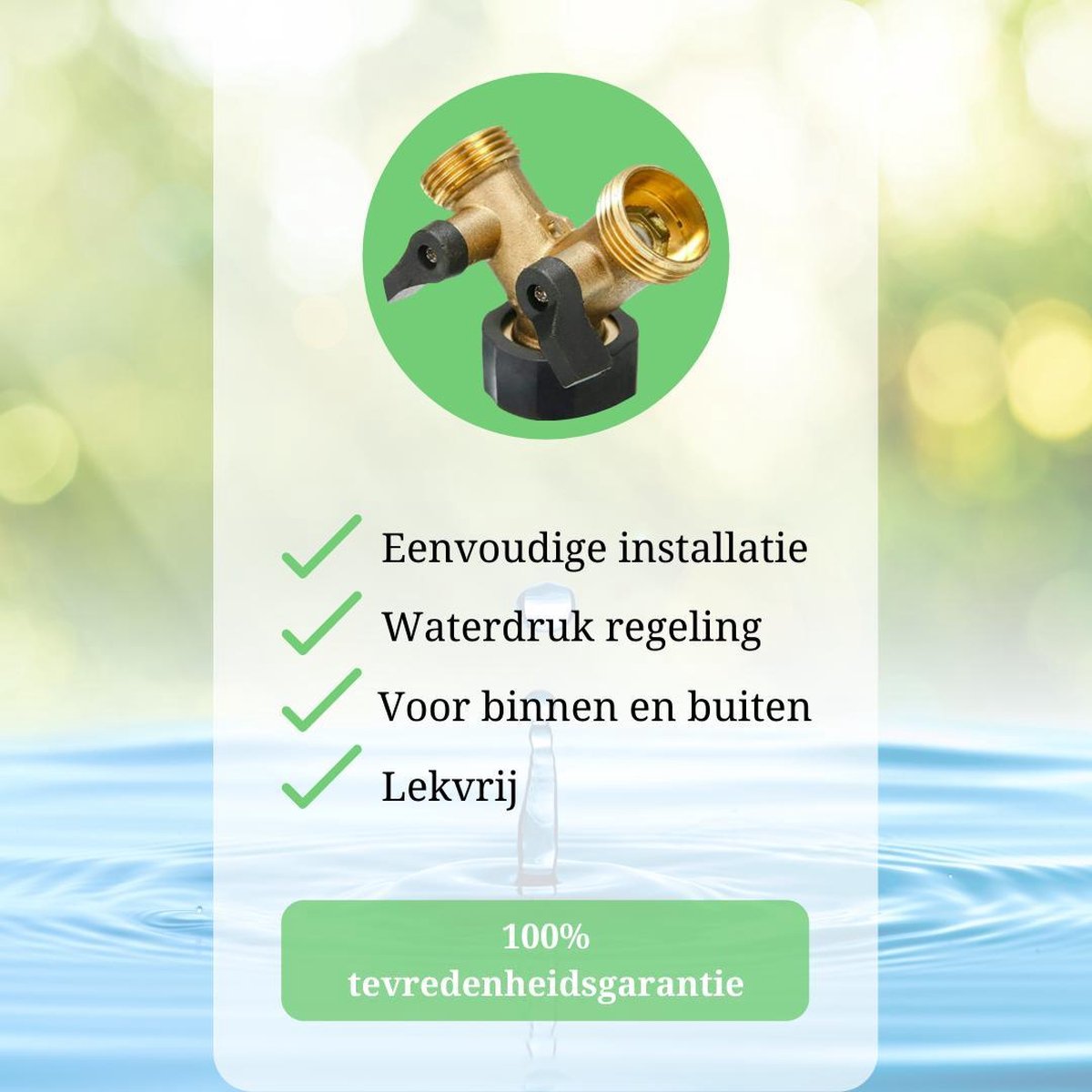  Y Stuk Kraan - Kraan Splitter - Waterverdeler - Buitenkraan - Waterverdeler 2 Weg – Messing - Afzonderlijk Af Te Sluiten
