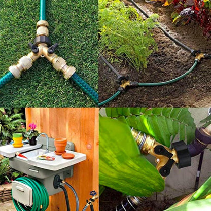  Y Stuk Kraan - Kraan Splitter - Waterverdeler - Buitenkraan - Waterverdeler 2 Weg – Messing - Afzonderlijk Af Te Sluiten