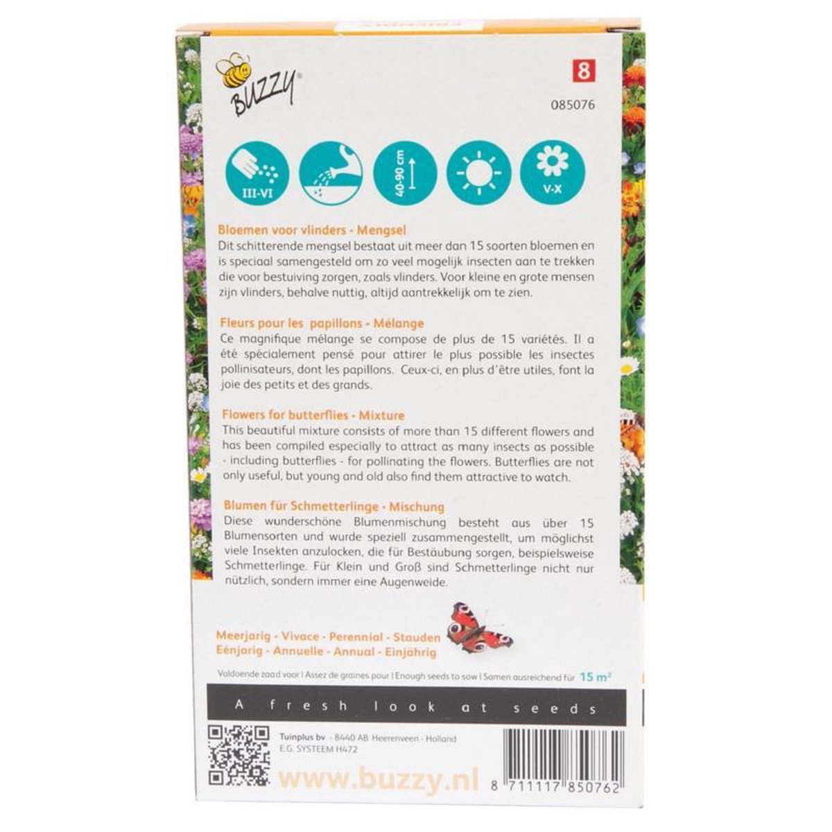  Buzzy Friendly Flowers Bloemenmengsel Vlinders 15m²