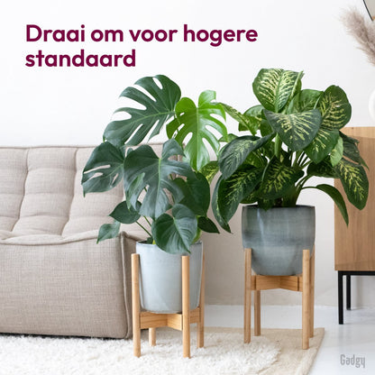  Gadgy Bamboe Plantenstandaard 2 St - Plantentafel - Plantentafeltje Voor Binnen - Plantenrek - Uitschuifbaar - Hout - Ø 20 Tot 30 Cm