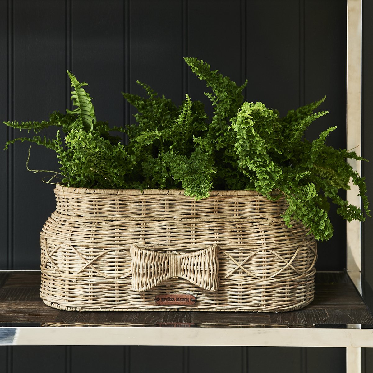  Riviera Maison Bloempot Voor Binnen Naturel - Rustic Rattan Bow Planter Oval