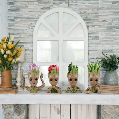  Gift Land® 4 Pack Treeman Baby Groot Bloempot Verjaardagscadeau Voor Haar Hem (Planten Niet Inbegrepen)