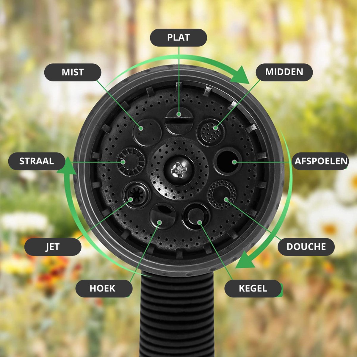  Buxibo - Wandslangenbox 20 Meter + 2 Meter - Tuinslang Met Haspel - 9 Sproei Standen - Slangenhouder 180° Draaibaar - Tuinslanghaspel Zwart+ Gratis Sproeier - Zwart