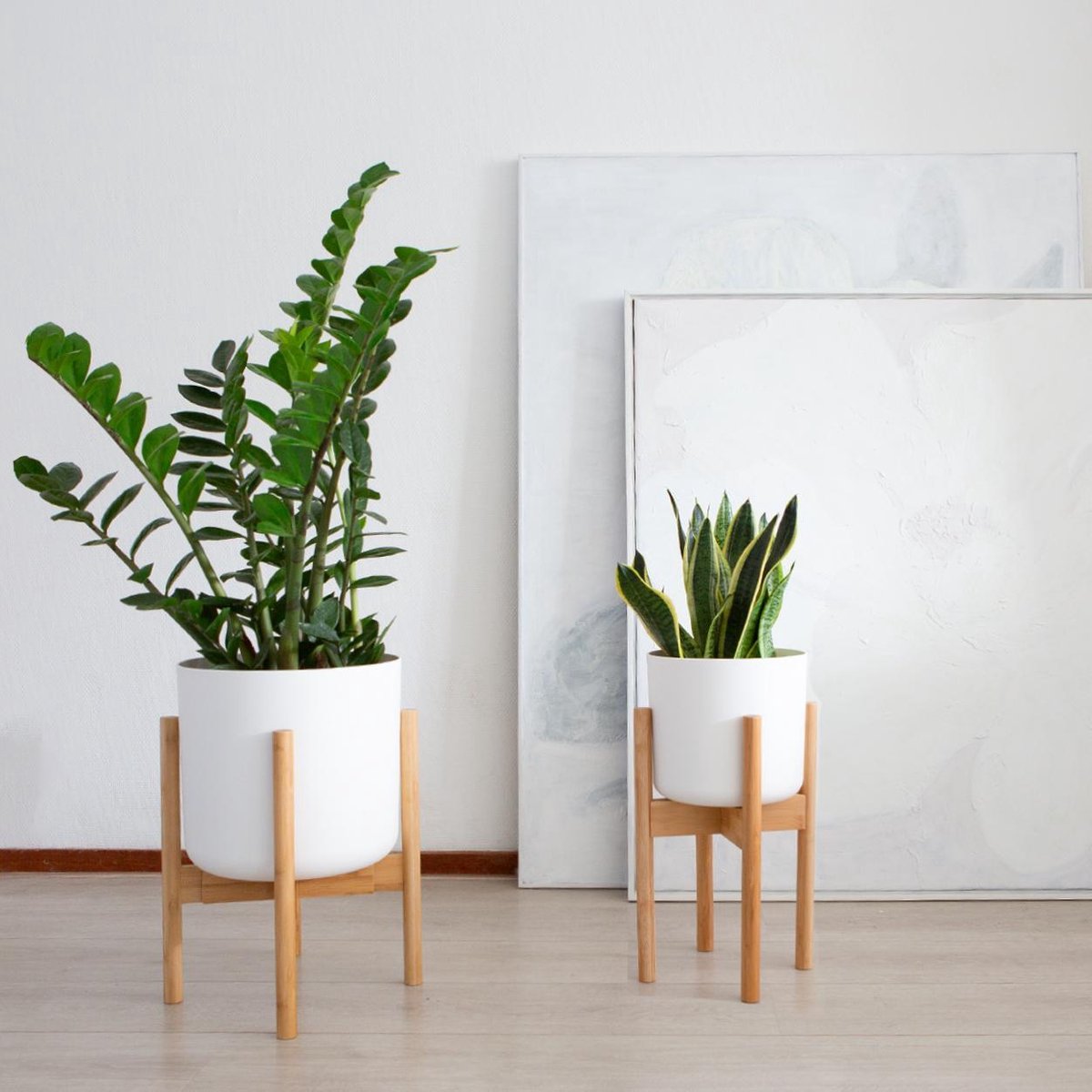  LifeGoods Planten Standaard - Uitschuifbare Bloempothouder - 20 Tot 30 Cm - Licht Bamboe