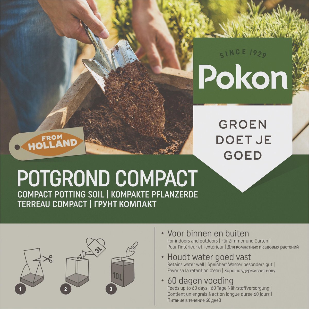  Pokon Kokos Potgrond Compact - 10l - Potgrond (universeel) - 60 Dagen Voeding - Alleen Water Toevoegen