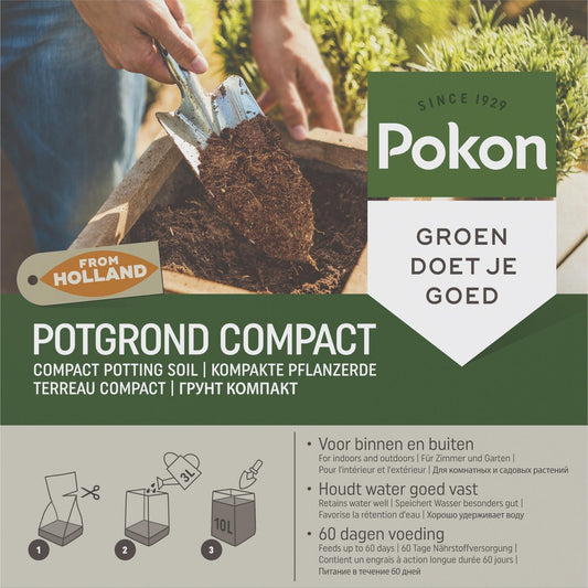  Pokon Kokos Potgrond Compact - 10l - Potgrond (universeel) - 60 Dagen Voeding - Alleen Water Toevoegen