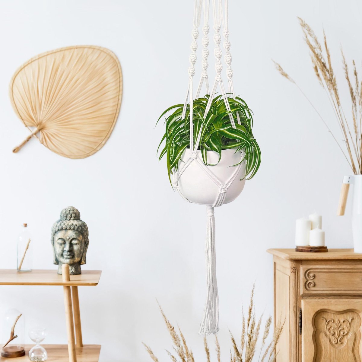  Gadgy Plantenhanger Macramé 3 Stuks - Luxe Gevlochten Touw Katoen - Plantenpot Ophangen - Hangpot
