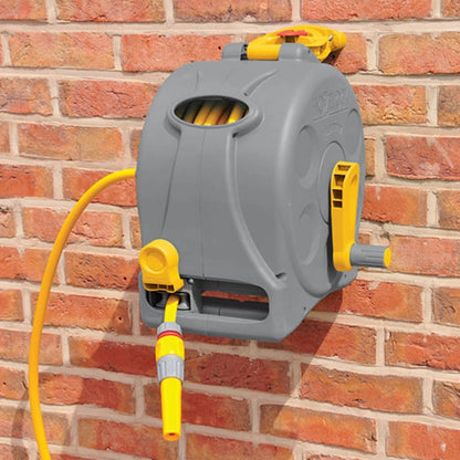  Hozelock Compact Enclosed Reel 2 In 1 - 25 Meter - Slangbox En Muurhaspel In één - Grijs