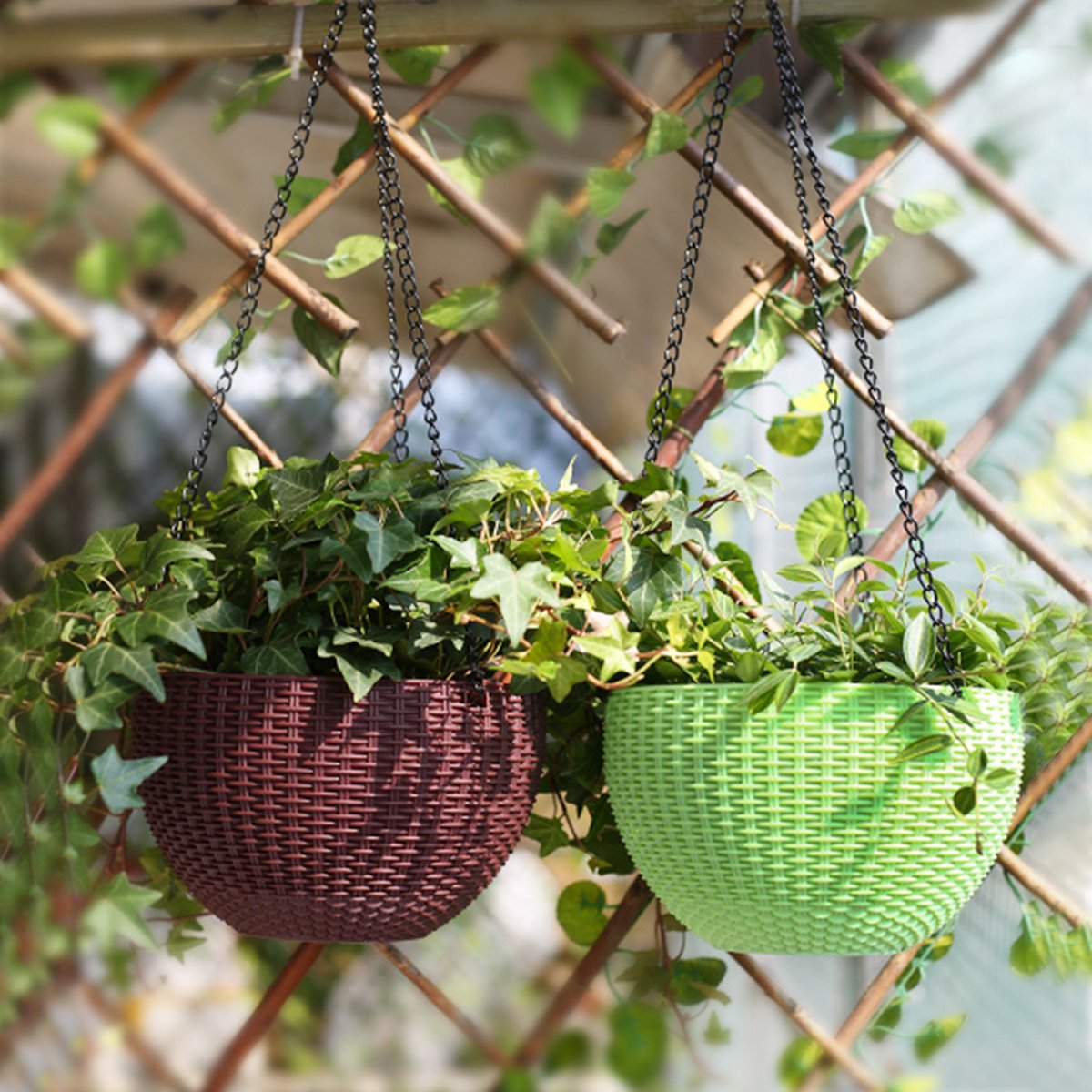  Hangpot Kunststof – Bloempot Hangend – Binnen &amp; Buiten- Plantenhanger –Incl. Afvoerstop – 26 Cm - Zwart